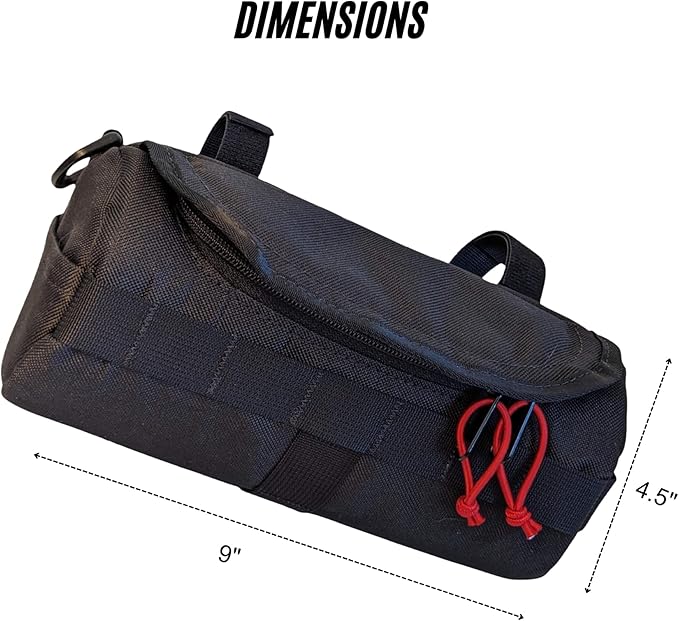 Handlebar Bag (Black & Red) | 2 Liter Capacity | Spacious Bike Bag w/ 2 Extra Long Buckle Straps & 1 Hook-and-Loop Strap | Water Resistant Front Basket | Bike Accessories | Made in USA