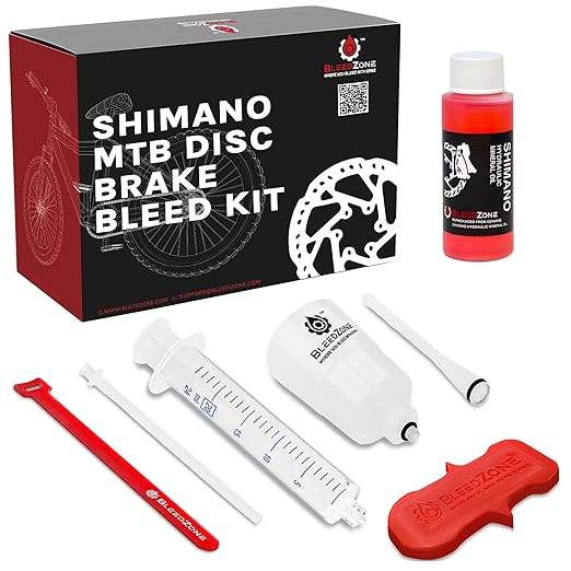 BleedZone Shimano Brake Bleed Kit with 60ml Mineral Oil - Hydraulic Brake Kit for Shimano Disc Brakes, Bike Brake Bleeder Kit, MTB Brake Bleed Kit, and Mineral Oil Brake Maintenance