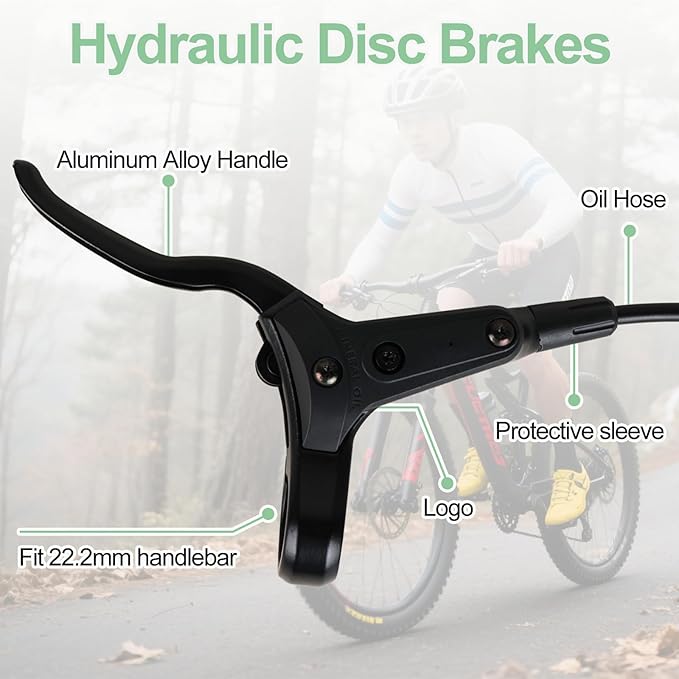 Bike Hydraulic Brakes Set, Front 750mm Rear 1600mm 2 Piston Kit with 160mm 6-Bolt Disc Brake Rotor, Aluminum Allloy Lever,Disc thickness 2.3 mm,Bracket, Calipers,fit MTB Mountain City Electric Bike