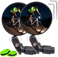 2PCS Bike Mirror, 360° Adjustable Bar End Bicycle Mirror with 2PCS Reflective Bands for Safe Cycling, Handlebar Mount Rearview Mirror with Allen Wrench for Mountain Road E-Bike