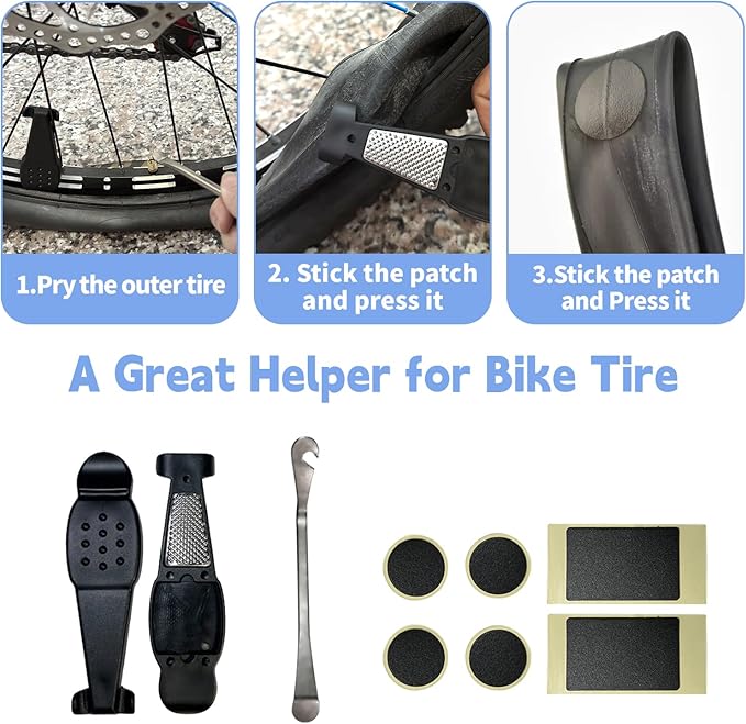 21-PC Bike Repair Kit with Saddle Bag | Portable Emergency Bike Fix Kit for Road & Mountain Bikes | Includes Tire Levers, Patches & Gloves | Perfect for Commuting, Travel & Trail Riding
