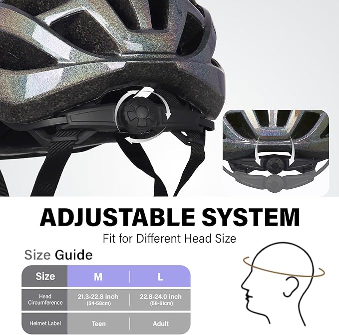 Youth Adult Road Bike Helmet, Men Women Adjustable Mountain Bicycle Helmet with Detachable Visor, 2 Sizes for Age 8-14+ Youth, Kids, Adult