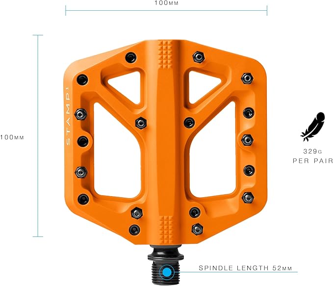 Crankbrothers Stamp Flat MTB Pedals - Size-Specific, Lightweight, Versatile, Durable Bike Pedals