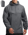 GEEK LIGHTING Rain Jacket Men Lightweight Waterproof Jackets Packable Windbreaker Hooded Raincoat for Golf Cycling Outdoor