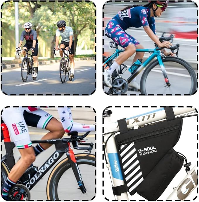 Bike Triangle Frame Bag with Water Bottle Holder, Waterproof Top Tube Bag for Bicycles, Bike Frame Storage Bag for Phone, Wallet, Keys, Tools, Use for Road Bike MTB Bike Accessories