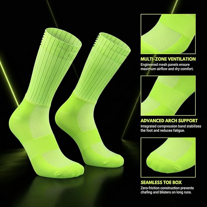 Cycling Socks for Men & Women - 3D Arch Support Compression Bike Socks | Moisture Wicking & Breathable