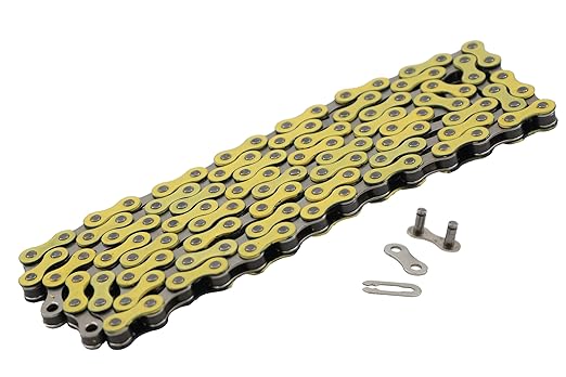 Bicycle Chain, 116 Links, 1/2 x 1/8 inches, Steel Single Speed with Magic Buckle, for Fixed Gear Bikes, Commuter Bikes, MTB (Yellow)