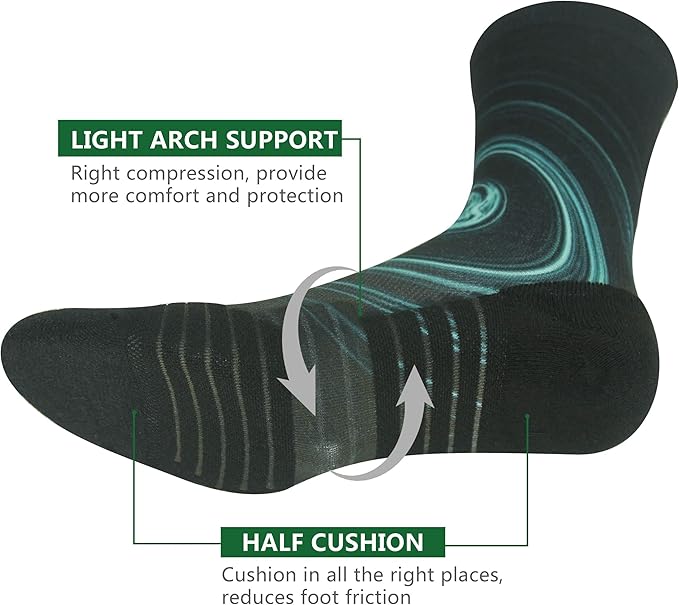 HUSO Hiking Socks Men Women Fashion Novelty Digital Printing Sports Crew Socks 3, 4 Pairs
