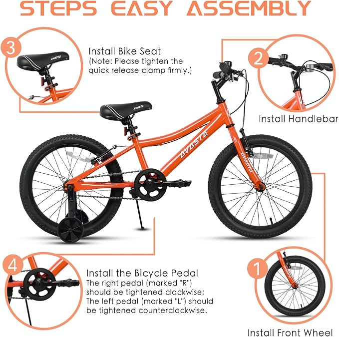 AVASTA Bilbo 18 20 24 Inch Kids Bike for Boys Girls 5-14 Years Old, Retro Style High Carbon Steel Bicycle with Adjustable Handlebars and Seat, Dual V-Brakes, Kickstand, Multiple Colors