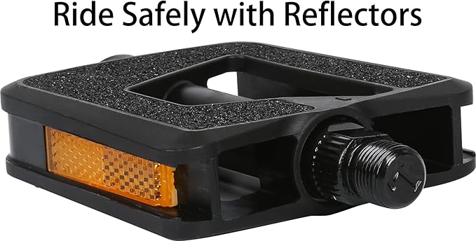 City Road Bike Pedals, Engineering Plastics with Reflector, E-Bike Universal Fit Bicycle Flat Platform Pedal 9/16" Compatible