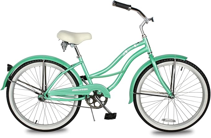 MICARGI 24/26 Inch Adult Cruiser Bicycle Hybrid Bike 1/7 Speeds Commuter Bike for Women, Men, Seniors,Step-Through or Step-Over Bike Steel Frame Multi Colors Style