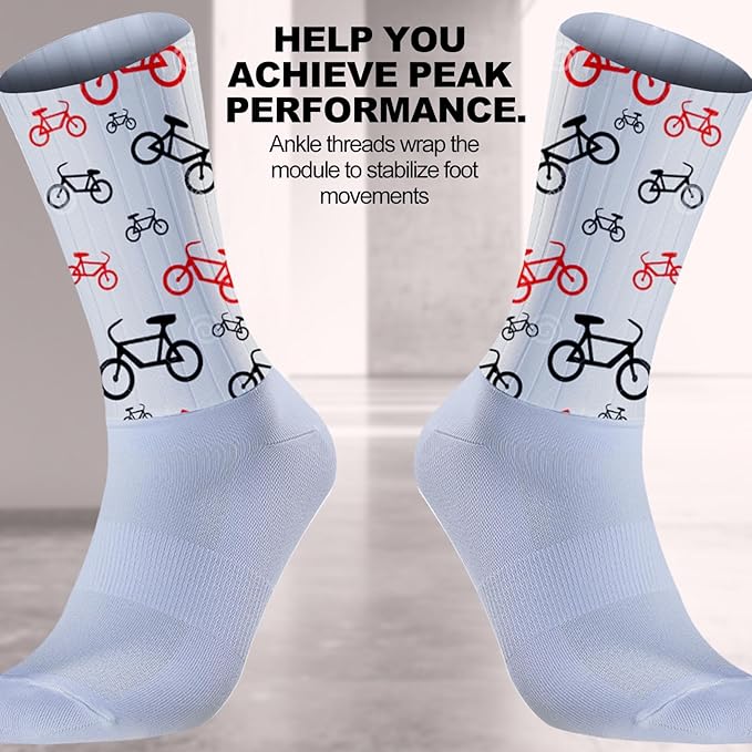 Cycling Socks Athletic Crew Socks Breathable Cushioned Compression Running Hiking Socks For Mens Womens