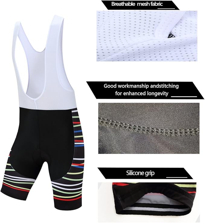 Coconut Ropamo CR Men's Cycling Jersey Set Road Bike Jersey Zipper Pocket Bib Shorts with 4D Padded Cycling Clothing Set