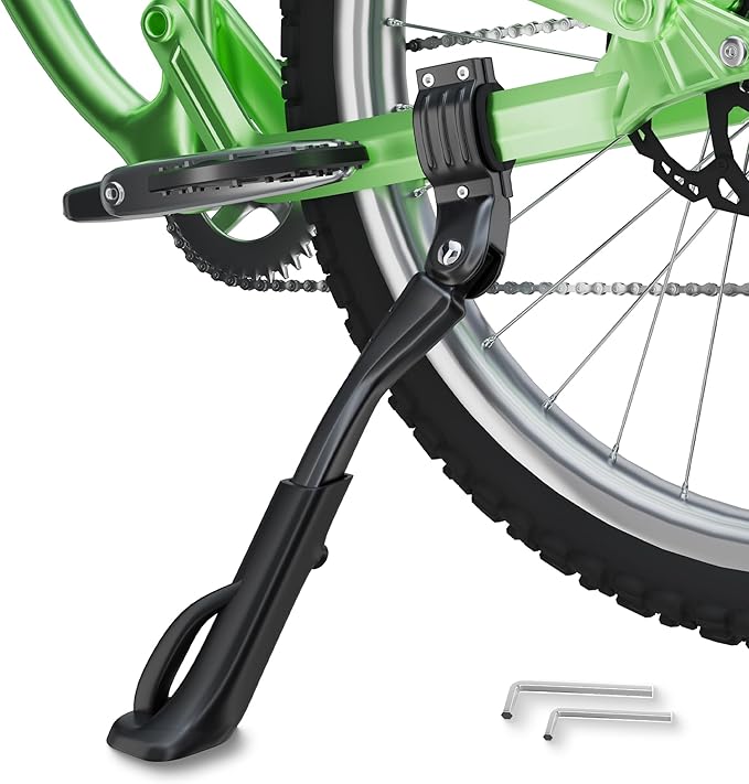 Bike Kickstand for 26-29 Inch Adult Bicycle, Adjustable Aluminum Bicycle Kickstand, Sturdy and Non-slip Kick Stand for Mountain/Road/E-Bike