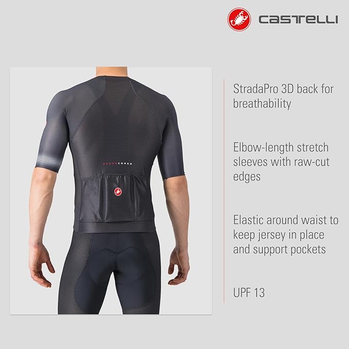CASTELLI Men’s Climber’s A/C Jersey, Quarter Length Sleeve, Full Zip, Road Cycling & Gravel Biking Jersey with UV Protection