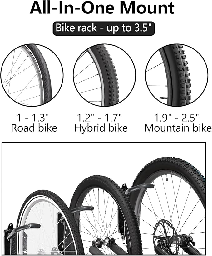 4 Pack Swivel Bike Wall Mount, Bike Hangers for Garage, Space-Saving Vertical Bike Rack, Sturdy Bike Storage Rack Holds Up to 66lbs, Easy to Install.