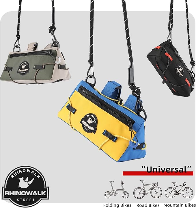 Rhinowalk Bike Handlebar Bag Urban Cycling Front Bag Bike Basket Bicycle Storage Bag for MTB Road Bike Folding Bike, Shoulder Bag, Cycling Accessories(Black)