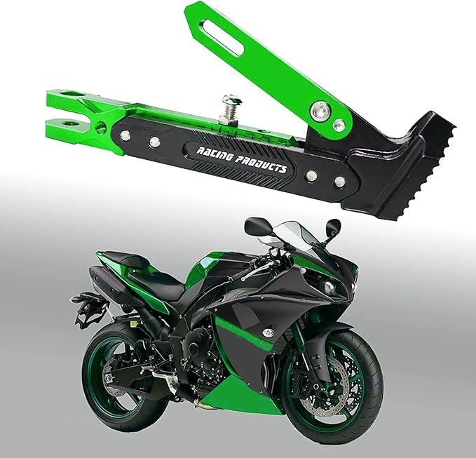 Motorcycle CNC Kickstand Adjust Tripod Holder Universal Aluminum Motor Scooter Modified Foot Side Stand Motorcycle Accessories (Green)