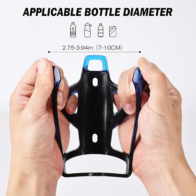 GXCROR Air Cage Bicycle Bottle Cage with Stealth Airtag Storage,Bike Water Bottle Holder,Water Bottle Holder for Bike,Durable,Bike Cup Holder for Most Bottle (BlackBlue&Bottle)