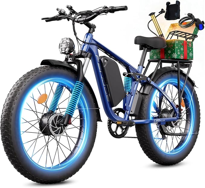 6000W Electric Bike for Adults, 45MPH Dual Motor Ebike, 60V 1200WH E Bike, 100 Miles Bicycle, Full Suspension, Dual Hydraulic Disc Brake Ebike, Charge Voltage 67.2V, Brake/Turn Signal