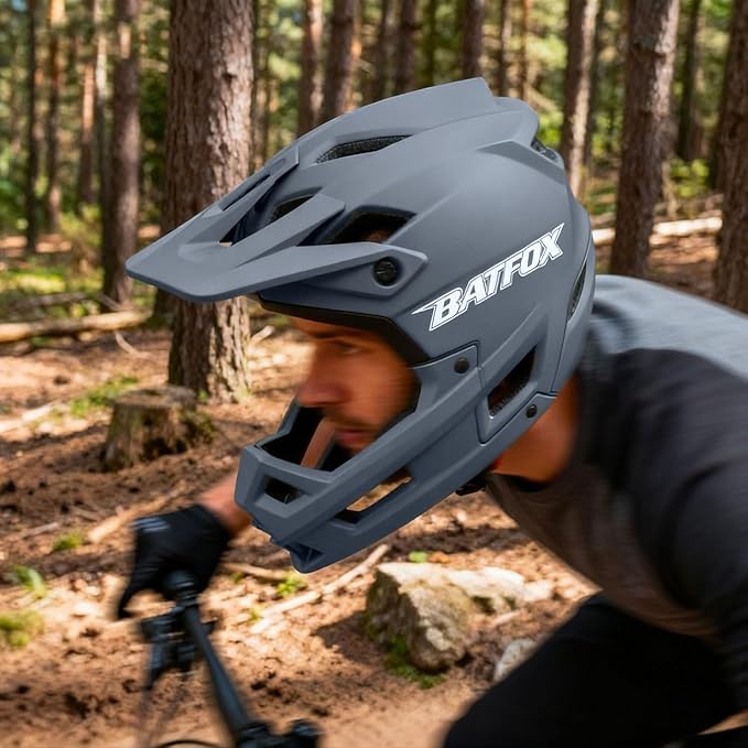 BATFOX Full Face Mountain Bike Helmet for Men Women Adult Helmet Downhill DH BMX MTB