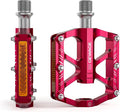 Mountain Bike Pedals - 3 Bearings Bicycle Pedals with Reflectors - 9/16” CNC Machined Flat Pedals with Removable Anti-Skid Nails for Road Mountain BMX MTB Bike