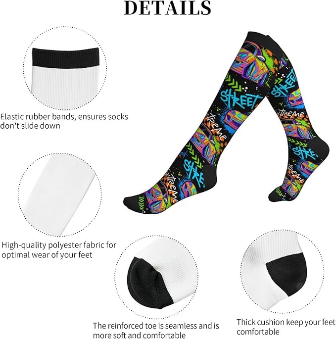 bassyil Compression Socks for Women & Men Circulation 15-20 mmHg Knee High Best Support for Nurses Travel Running Athletic