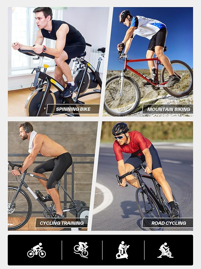 Sportneer Padded Bike Shorts for Men - 4D Padding Mens Bicycle Cycling Biking Clothing Shorts, Breathable and Absorbent