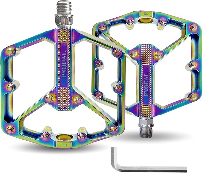 Mountain Bike Pedals MTB Bicycle Flat Pedals 3 Sealed Bearings Aluminum 9/16" Lightweight Platform for Road MTB