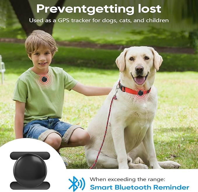 Mini GPS Tracker for Vehicles, Magnetic Hidden CarTracker with 360-Day Battery, No Monthly Fee, No Subscription Required only Support Find My (iOS), Black