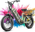 2026 eAhora Juliet Pro 2 EBike - Dual Motor 5400W/1200W 30-43MPH 60V 70Ah 200Mile Long Range Electric Bike for Adults, 20'' Fat Tire Fast Electric Mountain Bike Full Suspension Electric Bicycle