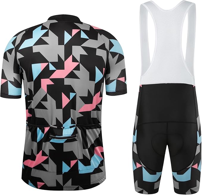 Coconut Ropamo CR Men's Cycling Jersey Set Road Bike Jersey Zipper Pocket Bib Shorts with 4D Padded Cycling Clothing Set
