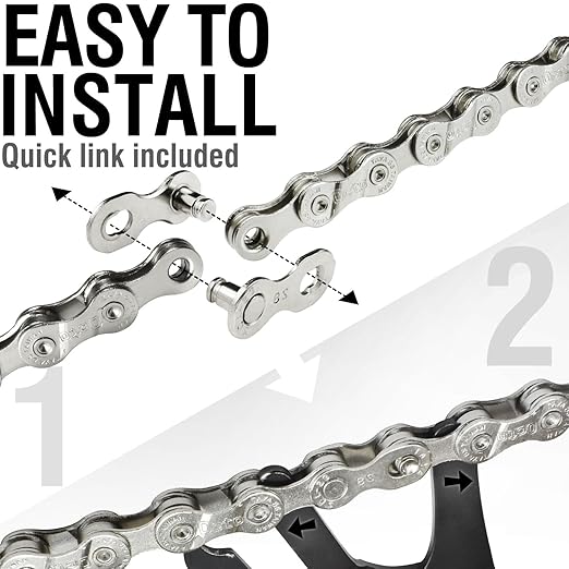 MARQUE 6/7/8 Speed Bike Chain - Bicycle Chain for Road & Mountain Bike, Quick Link Included for Easy Installation, 1/2 x 3/32 inch, 116 Links - MTB Chains Replacement (1 Set, 6/7/8 Speed Chain)