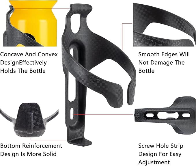 Bike Water Bottle Holder for Road Bikes Mountain MTB Gravel Bike Water Bottle Cages Aerodynamic Design Universal with Screw Wrench Black Matte A-Shape 1-Pack