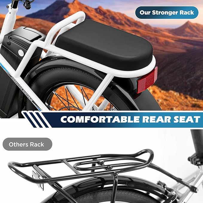 Caroma Peak 500W/800W/1200W Electric Scooter with Seat, 20" Fat Tire Electric Bike with 48V Removable Battery, Up to 30Miles & 20MPH, Adult Scooter for Commuting with Basket&Adjustable Seat