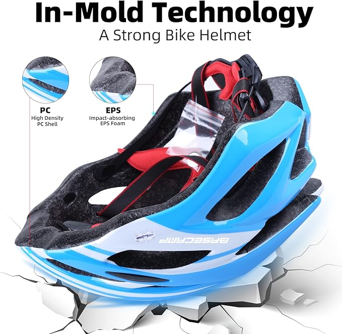 Basecamp Bike Helmet for Women Men with LED Safety Light Removable Sun Visor Lightweight Bicycle Helmet Adjustable Breathable Mountain & Road Cycling Helmets for Adult