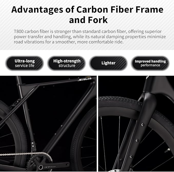 SAVADECK Carbon Gravel Bike - T800 Carbon Frame & Fork | Shimano U6000 11-Speed Groupset | Hydraulic Disc Brakes | 700CX40mm All-Terrain Tires | Men & Women Road/Off-Road Bicycle
