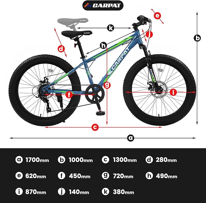 20/24/26 Inch Fat Tire Mountain Bike Variable Speed Dual Disc Brake Kids Adult Free Return