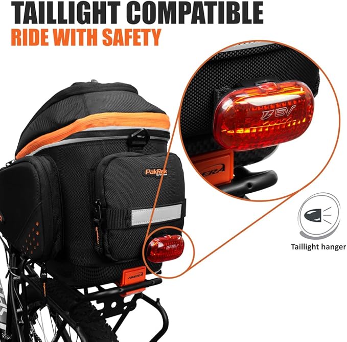 Ibera PakRak Touring Bicycle Seatpost/Disc/Non/Disc Rack and Quick Release Bag (Disc Brake Rack + Trunk Bag with Expandable Panniers)