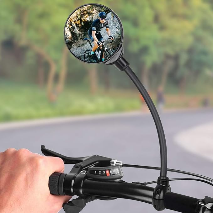 AtfArt Bike Mirror Handlebar Mount HD Bike Rear View Mirror Bicycle Mirrors for Handlebars Adjustable Rotatable Bike Mirrors Ride Safely (A-2 Pcs Black Long Mirror)