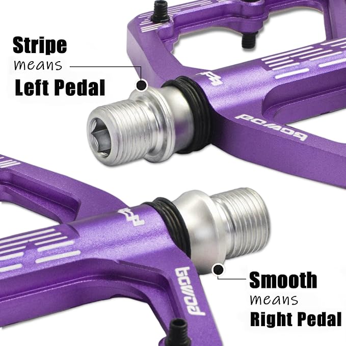 MTB Pedals Flat, Gravel Bike Pedals Flat, Light CNC Aluminum Alloy Platform Pedal w 3 Bearings Cr-Mo Spindle, Grippy Bicycle Pedals w 16pcs Pins, Mountain Bike Pedals Adult Child BMX Bike 9/16"