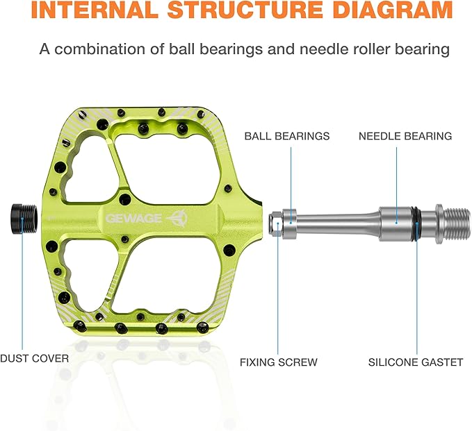 Mountain Bike Pedals -Bicycle Flat Pedals Aluminum 9/16" Sealed Bearing -Wide Platform for Road Mountain Gravel BMX MTB Bike Ideal for Downhill & Trail