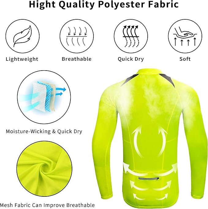 Cycling Jersey Men Bicycle Shirt Short and Long Sleeve MTB Road Biking Jersey with Pockets