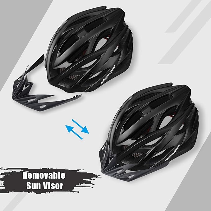 Bike Helmet Men Women, Shinmax Bicycle Helmet with Rear Light and Detachable Visor