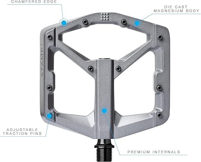 Crankbrothers Stamp Flat MTB Pedals - Size-Specific, Lightweight, Versatile, Durable Bike Pedals