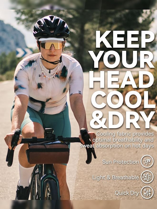 Hikenture Cycling Cap,Cooling Skull Cap Bike Hat with Sun Visor, Summer Breathable Helmet Liner Biking Cap for Men Women