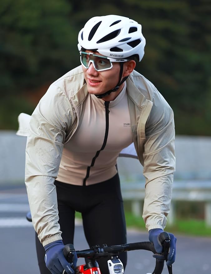 INBIKE Cycling Jacket for Men Women, Windproof Lightweight Running Windbreaker, Breathable Quick Dry Reflective Biking Coat