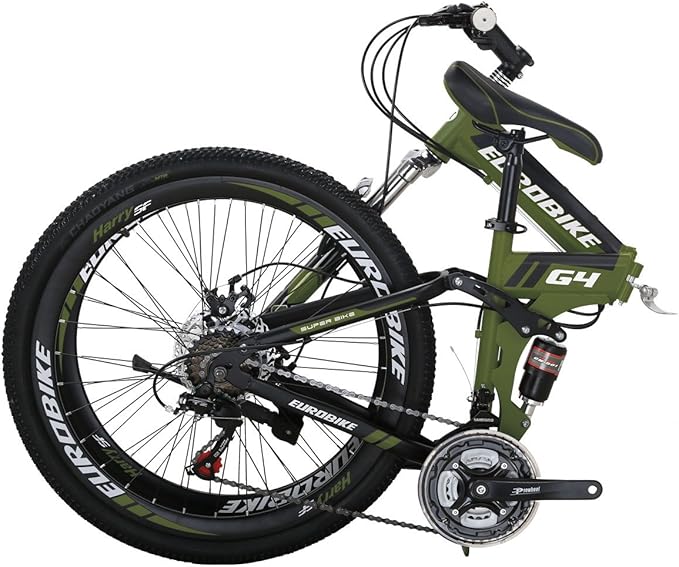 EUROBIKE Mountain Bike, 21 Speed, 26/27.5 Inches, Dual Suspension, Folding, for Men