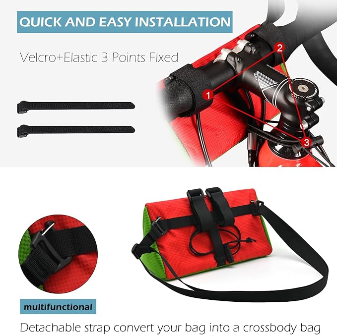 Bike Handlebar Bag, Bicycle Front Bag, Kids Handle Bar Bag, Storage Bag with Shoulder Strap for Men Women Kids Outdoor Road MTB Cycling