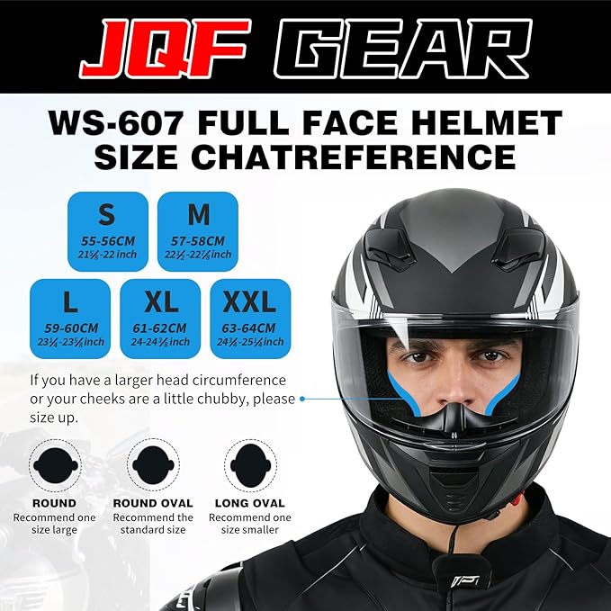 Full Face Motorcycle Helmet WS-607 DOT Approved Motorbike Racing Street Bike Helmets for Adults with Visor